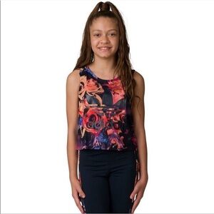 Adidas youth girls floral trefoil crop tank - Sz S